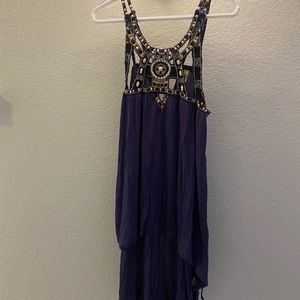 XS Free People High-low embellished tank top